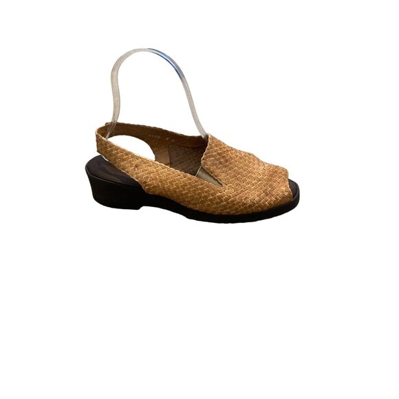 Andres Assous Women's Tan Leather Open Toe Featherweight Sling Back Shoes Size 8 - Picture 1 of 7